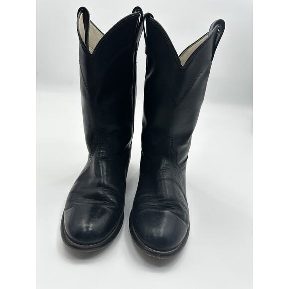 Laredo Shoes - Laredo Women’s Black Leather Western Cowboy Boots Pull On USA Made 9.5 M